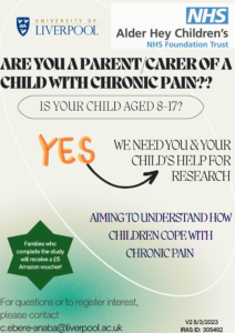 Poster describing research into chronic pain in children